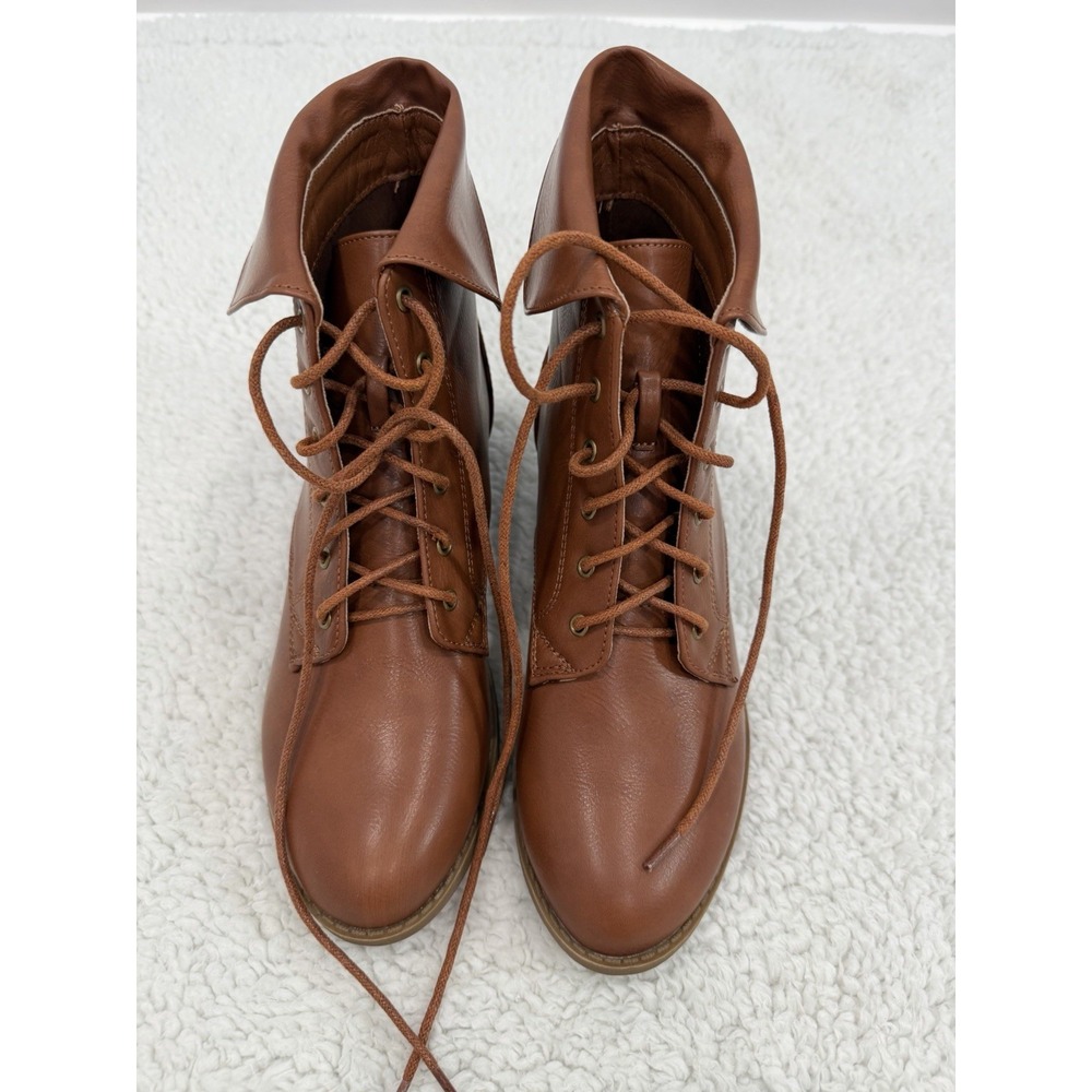 Trends Up Collection Women's Brown Lace Up Ankle Boots Low Heel Size 7.5